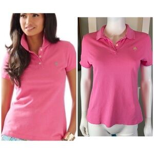 Lilly Pulitzer Shrunken Pink Button Down Polo Shirt Golf Preppy Small S
